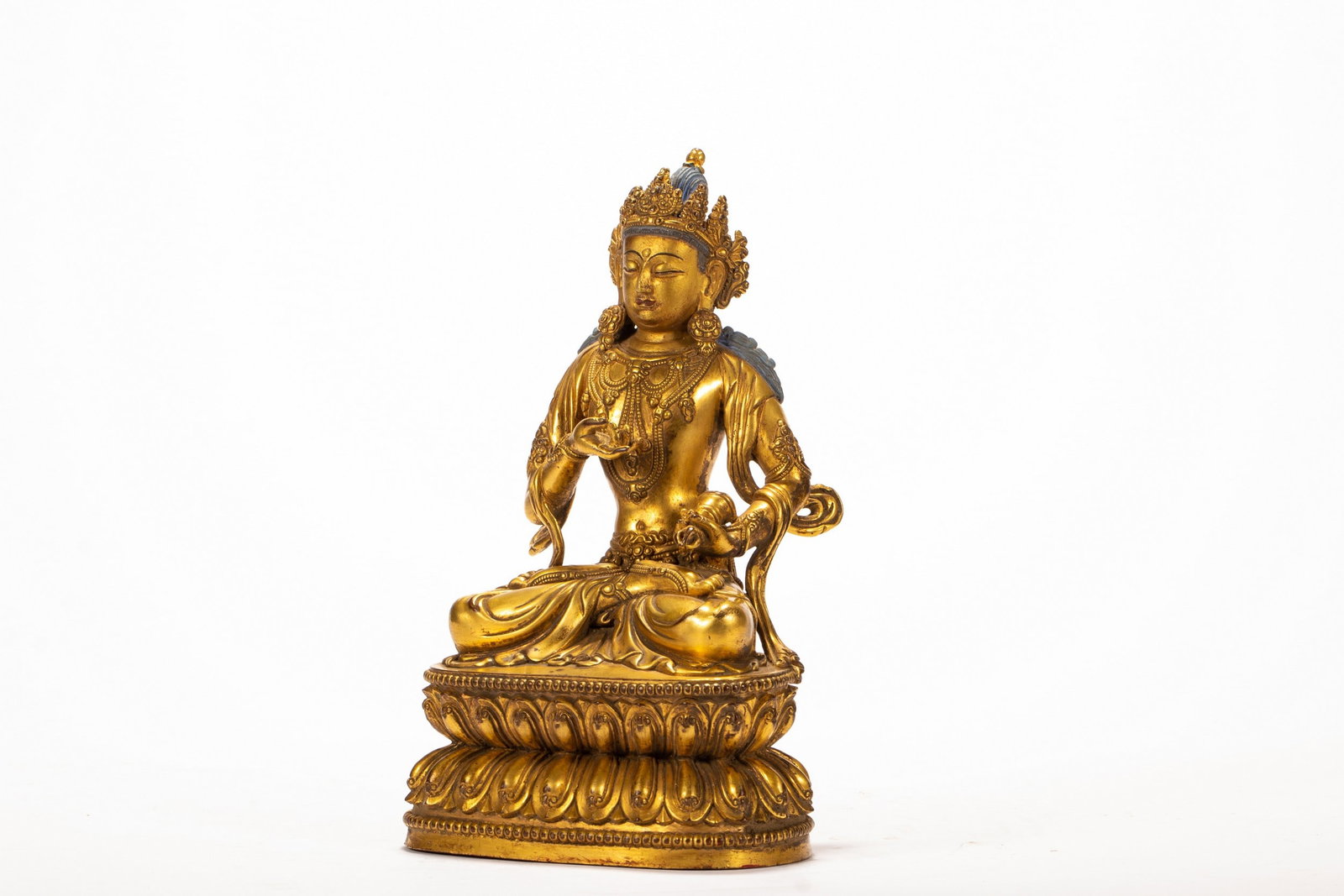A COPPER GILDED BUDDHA STATUE - 4