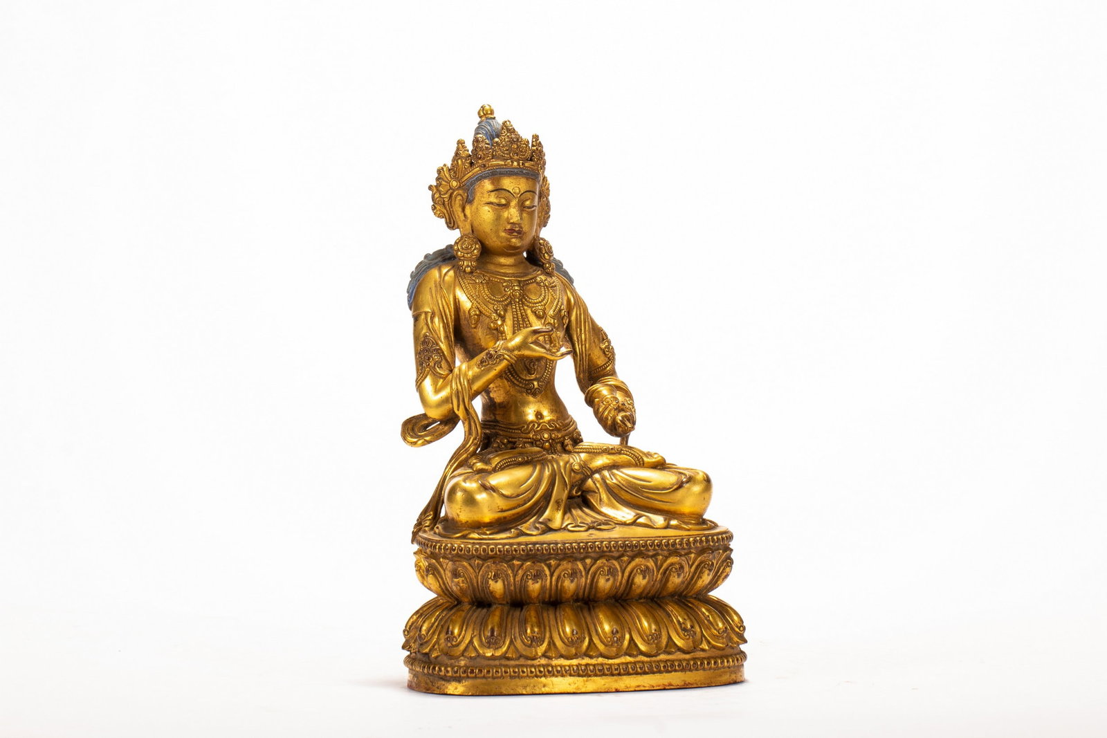 A COPPER GILDED BUDDHA STATUE - 6