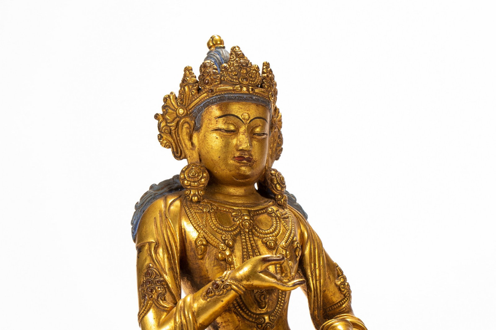 A COPPER GILDED BUDDHA STATUE - 7