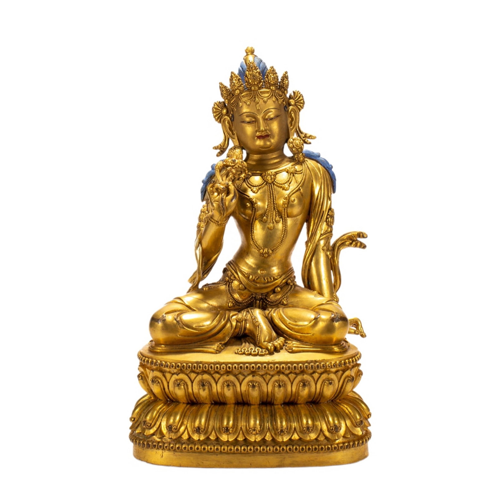 A COPPER GILDED BUDDHA STATUE (1 of 10)