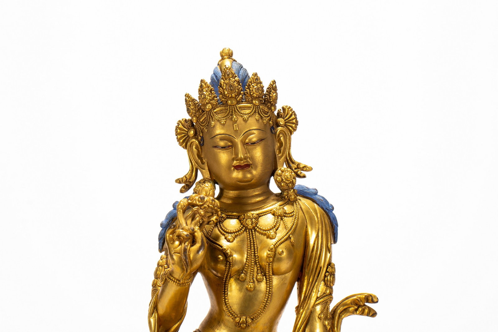 A COPPER GILDED BUDDHA STATUE - 2
