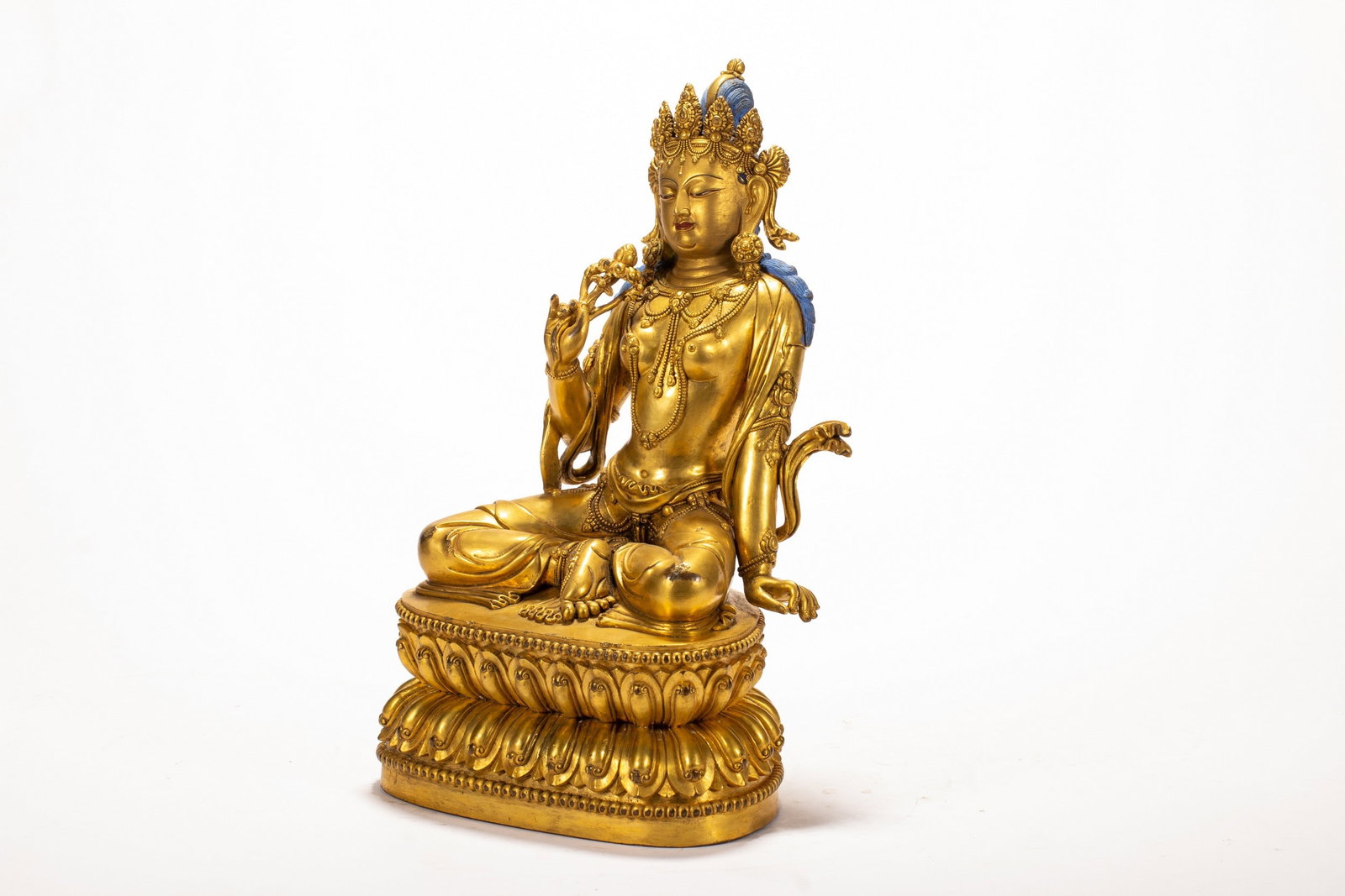 A COPPER GILDED BUDDHA STATUE - 4
