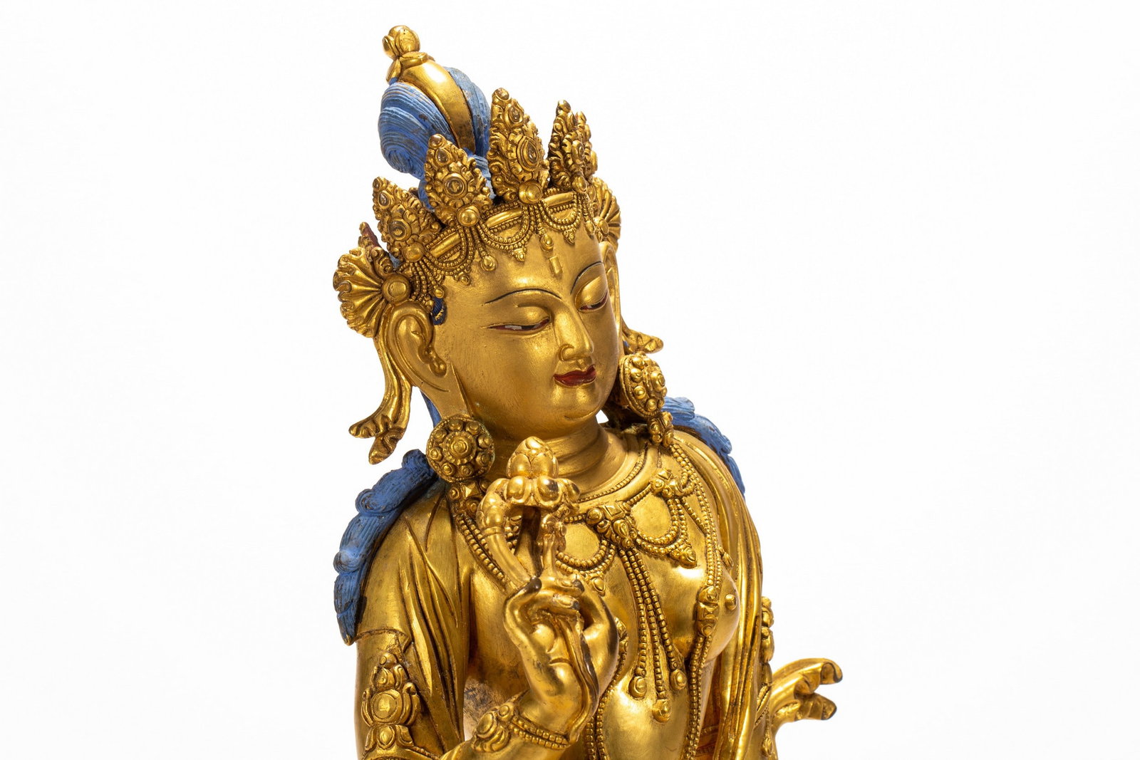 A COPPER GILDED BUDDHA STATUE - 8