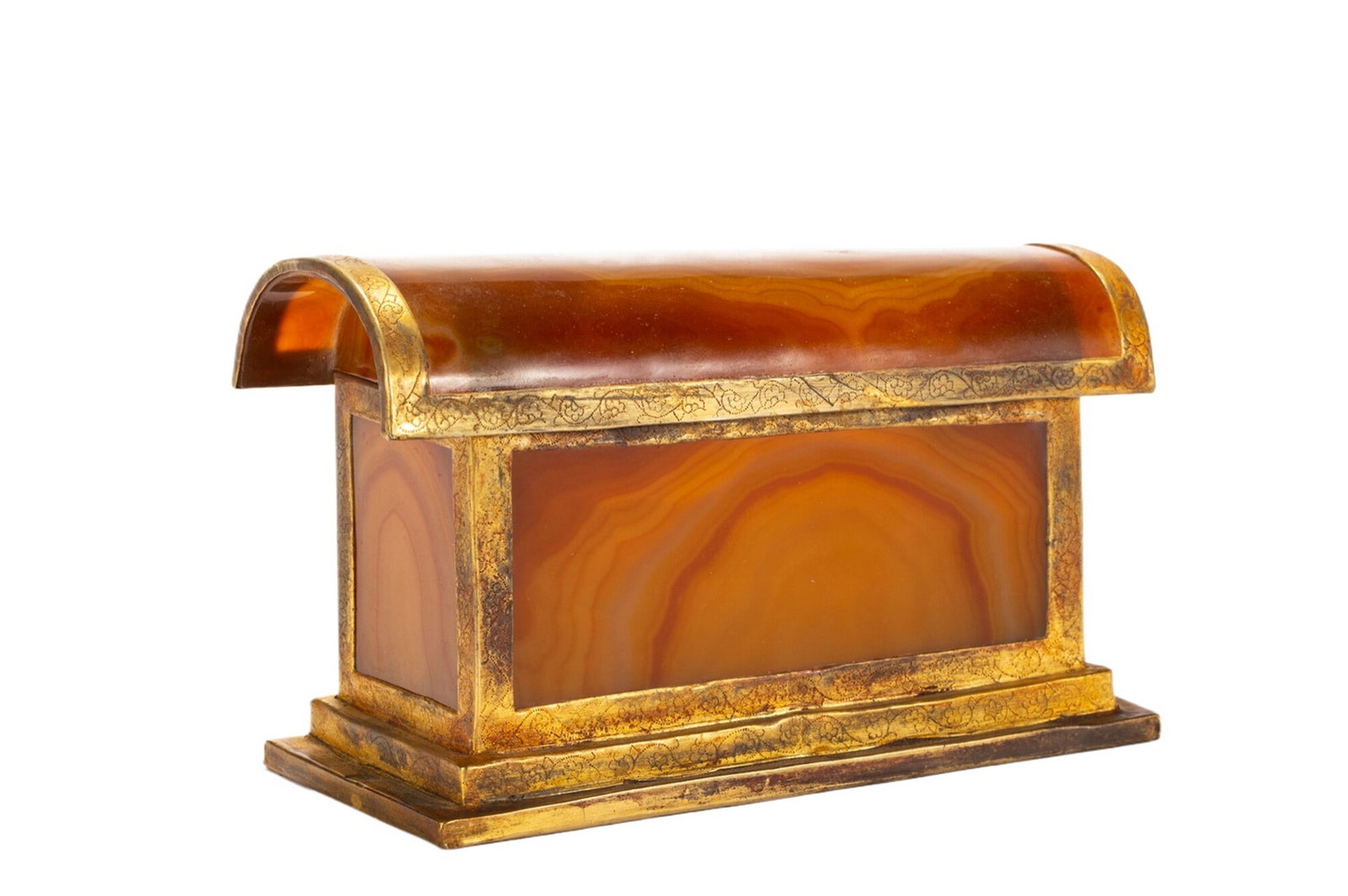 A AGATE: 玛瑙包金舍利管材 A agate 14x6.5x8.5cm