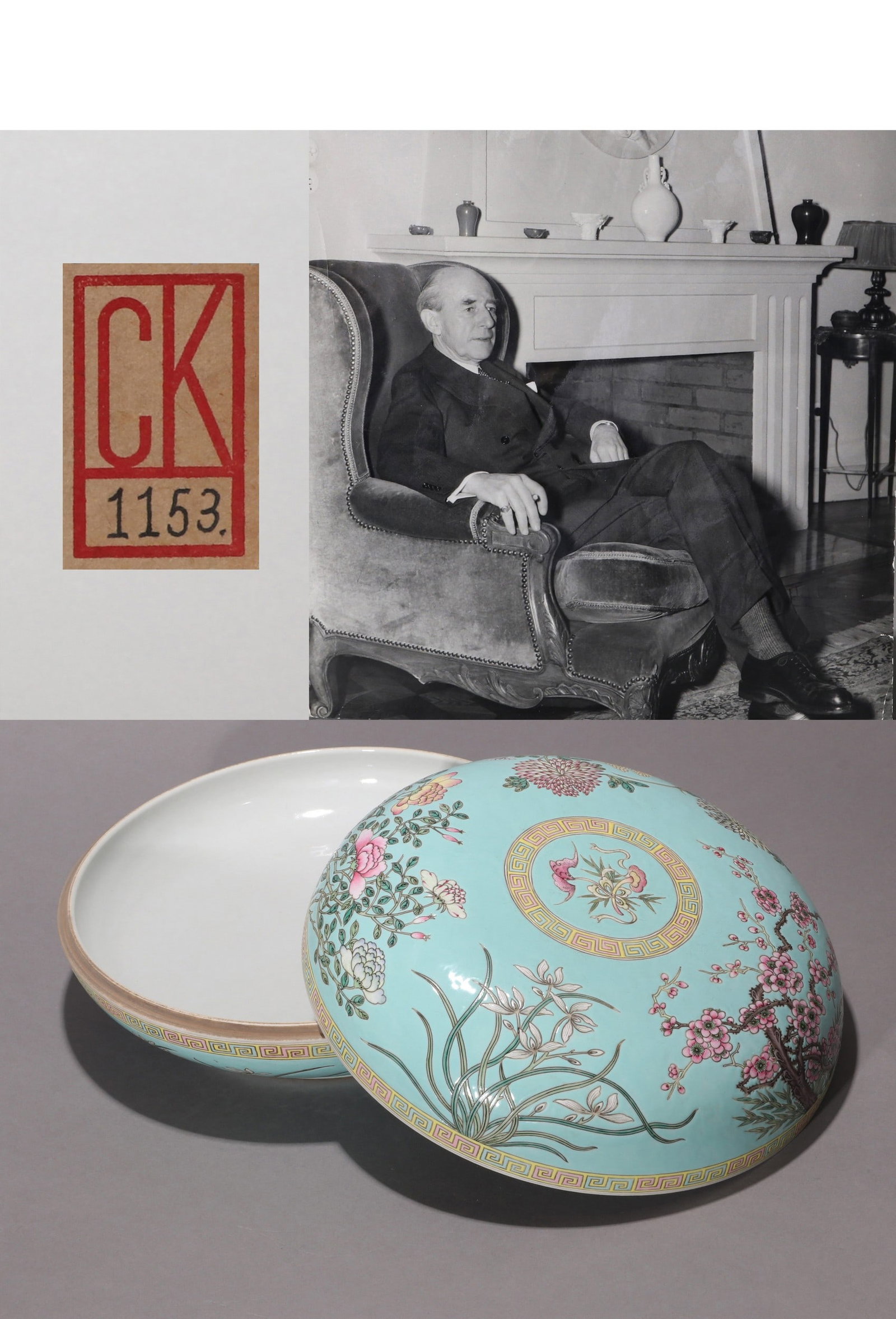 A TURQUOISE-GROUND FAMILLE-ROSE FLORAL BOX: 光绪 松石绿地粉彩四季花卉捧盒 A turquoise-ground famille-rose floral box Johan Carl