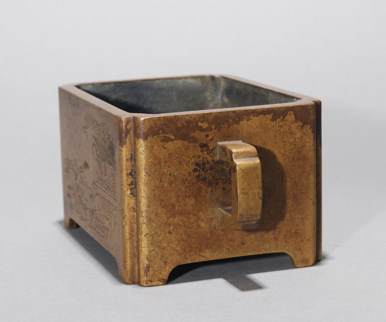 A COPPER INCENSE BURNER - 3