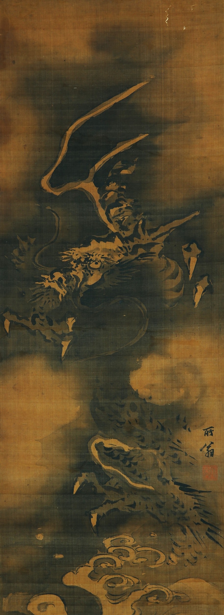 CHEN RONG ATTRIBUTED TO,DRAGON: 陈容 墨龙 纸本立轴 Chen Rong attributed to,dragon 82×30cm