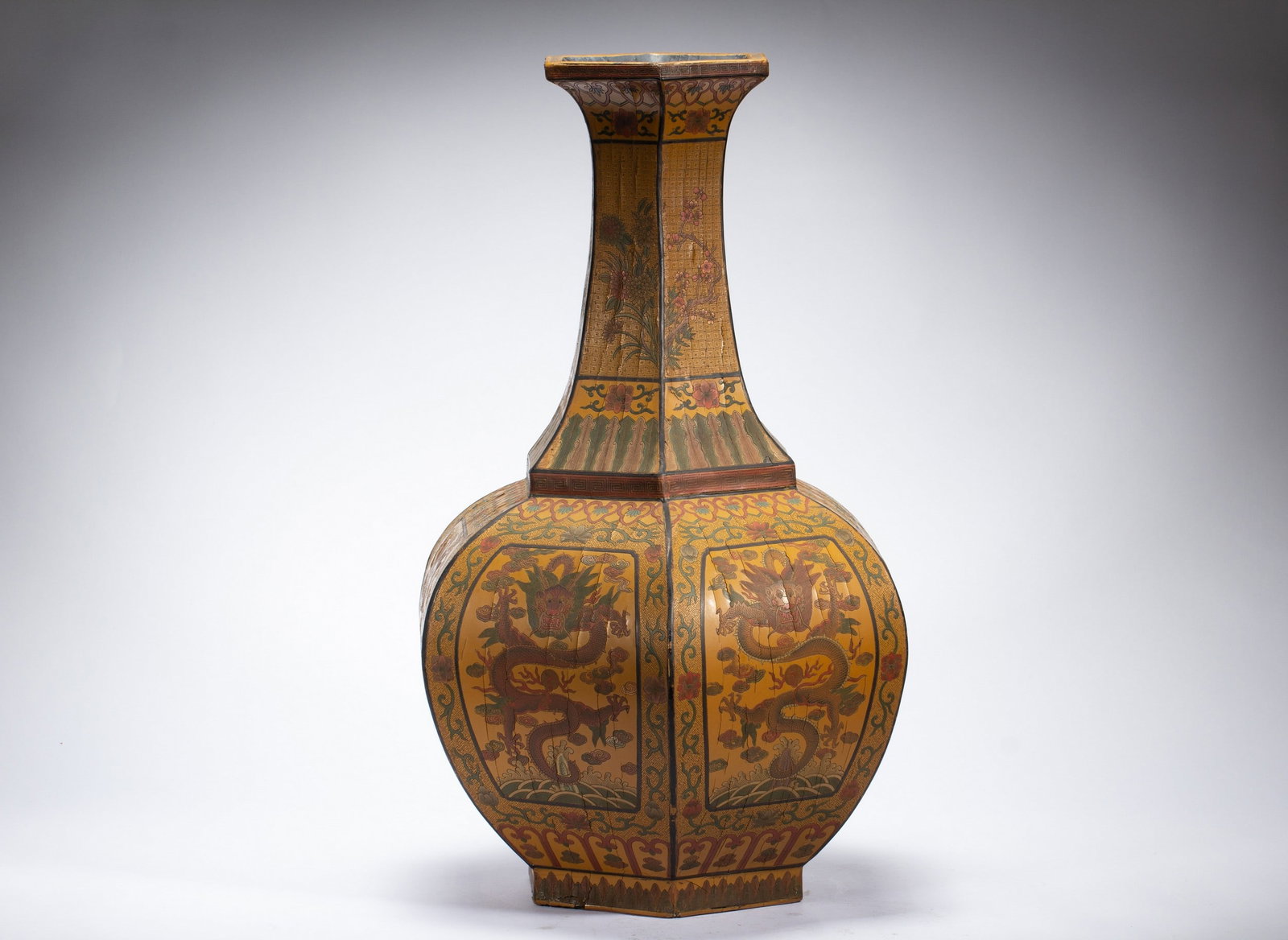 A LACQUER CARVED DRAGON PATTERNED BOTTLE - 5