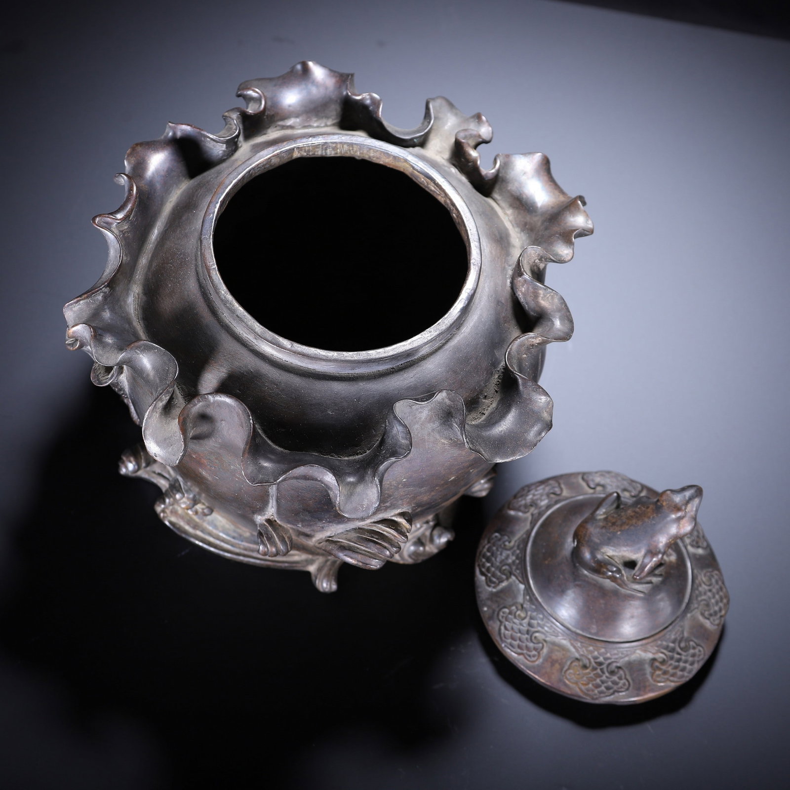 A COPPER INCENSE BURNER - 8