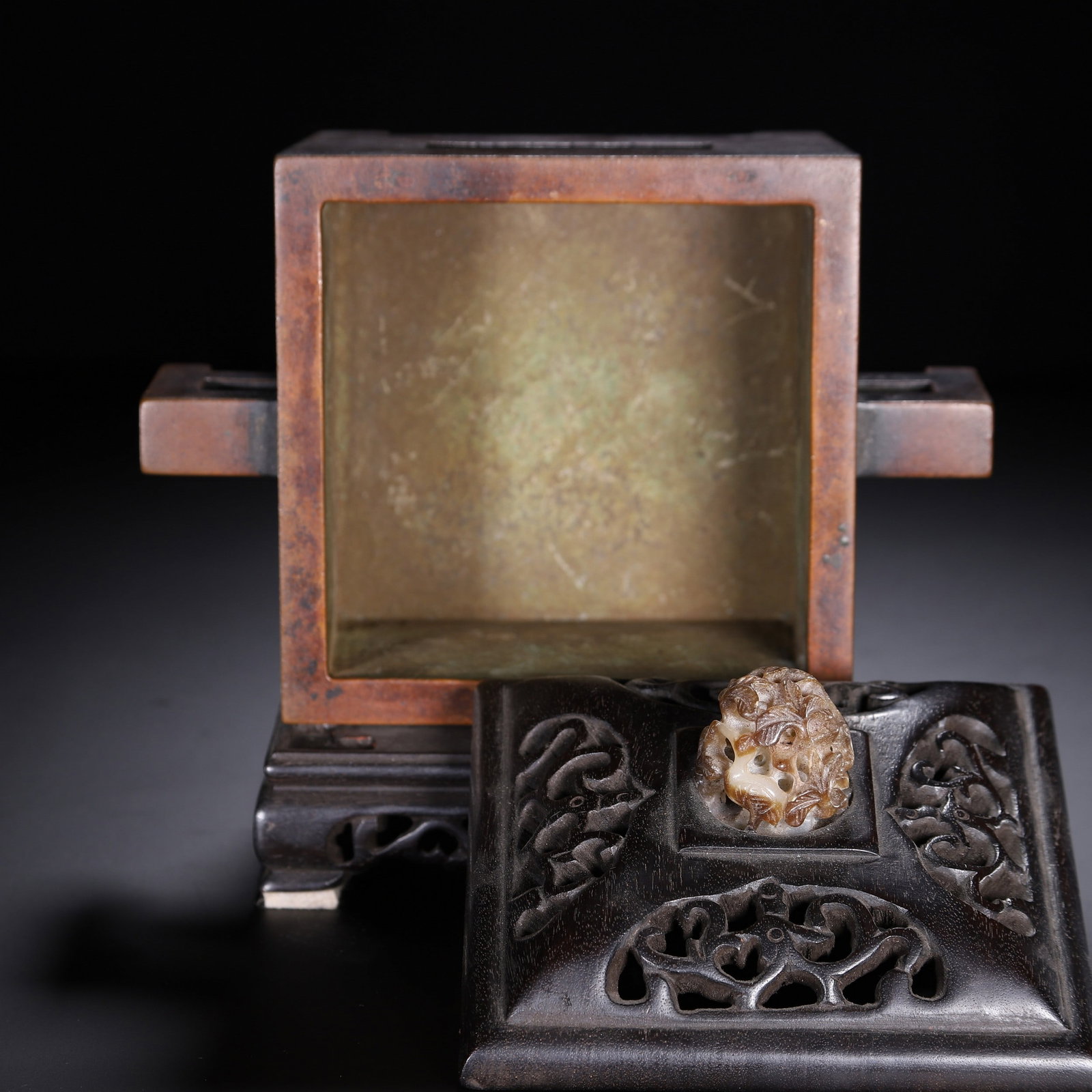 A COPPER INCENSE BURNER - 8