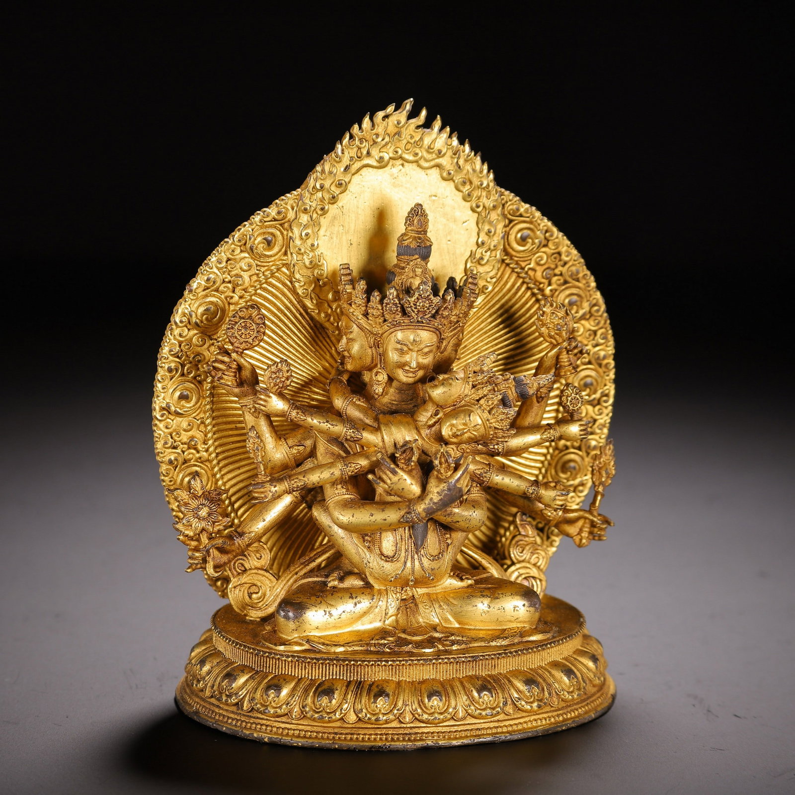 A GILT-BRONZE FIGURE OF BUDDHA: 清 铜鎏金佛像 A gilt-bronze figure of Buddha Ht.12cm
