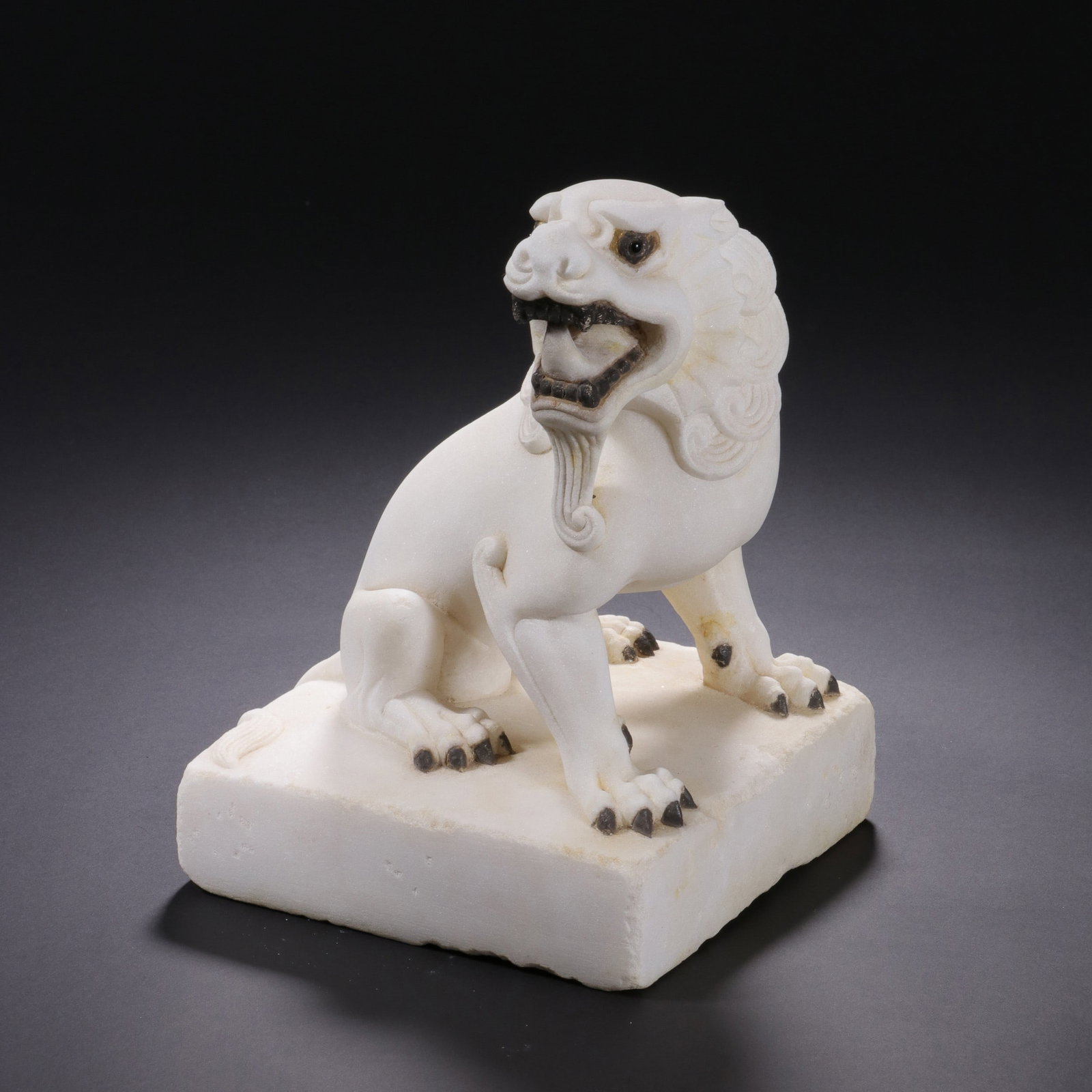 A STONE BEAST: 清 石瑞兽 A stone beast Ht.16.5cm