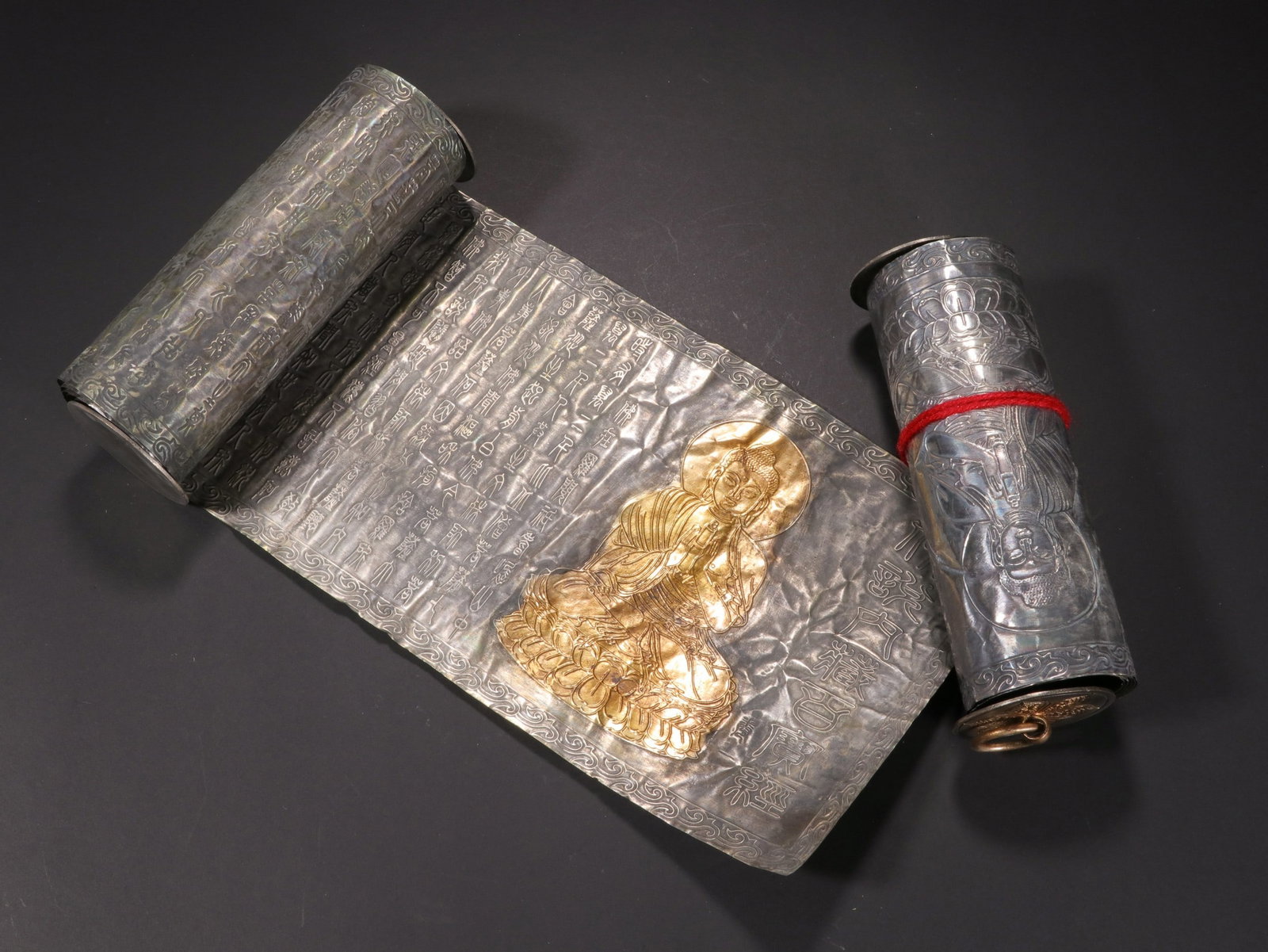 SILVER GILDED BUDDHIST SCRIPTURES - 10