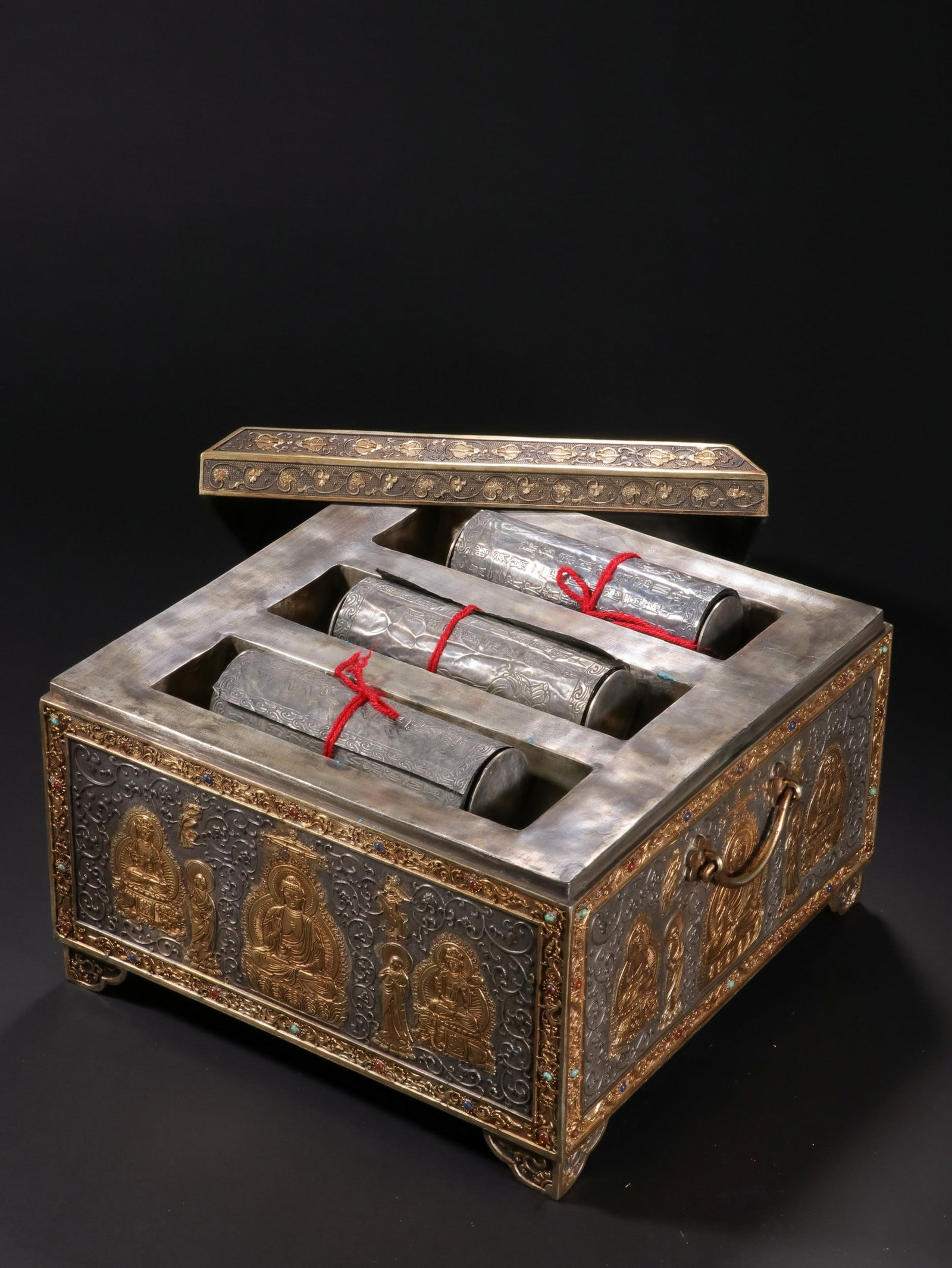 SILVER GILDED BUDDHIST SCRIPTURES - 3