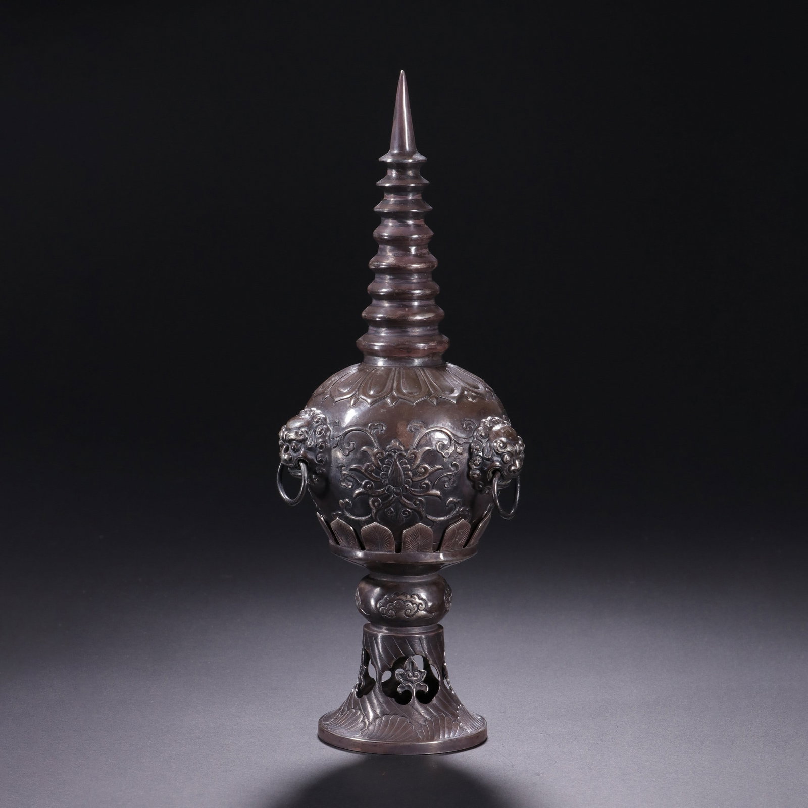 SILVER RELIC PAGODA: 清 纯银舍利塔 Silver Relic Pagoda Ht.21cm