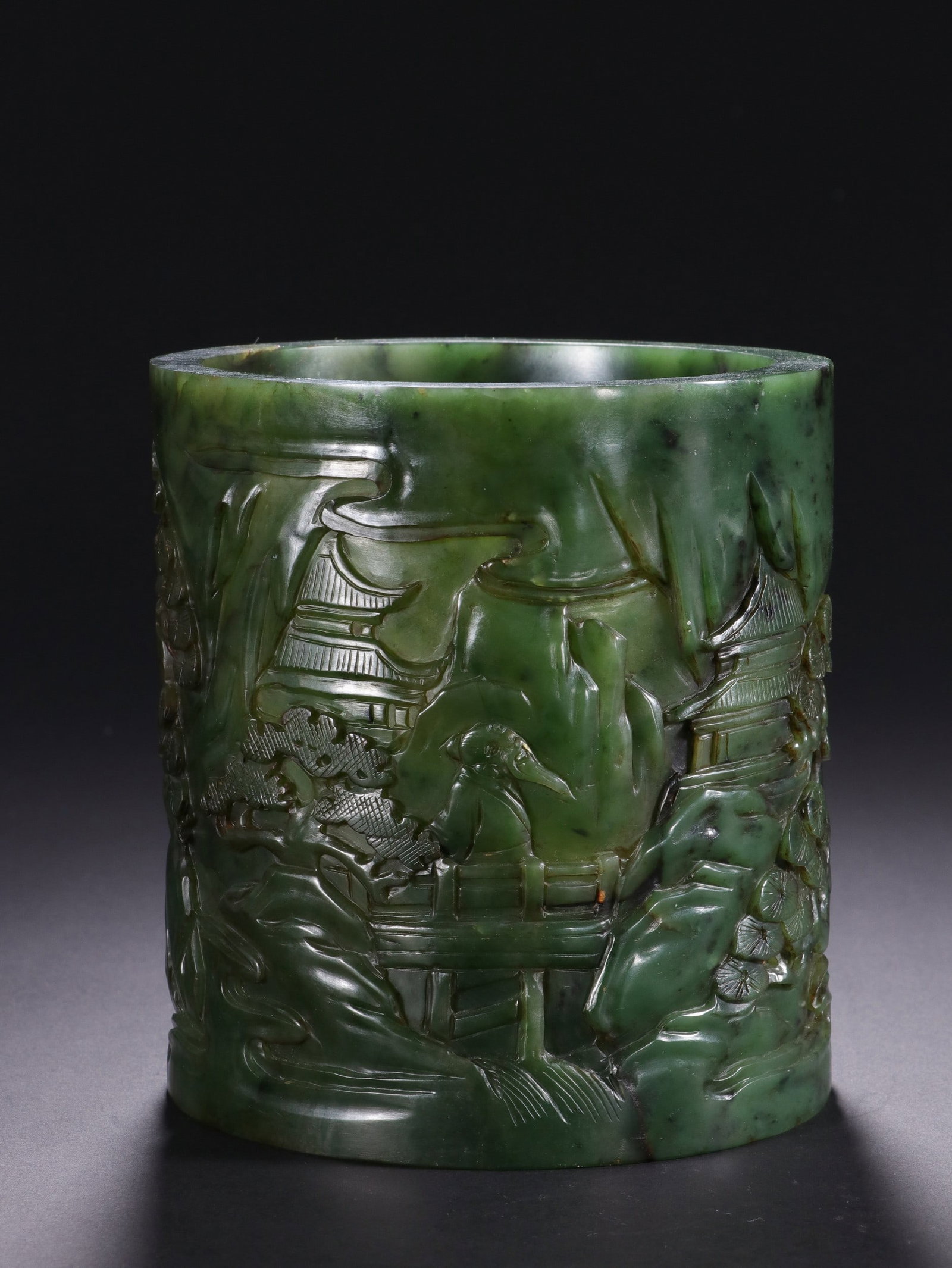 A JADE BRUSH POT - 6