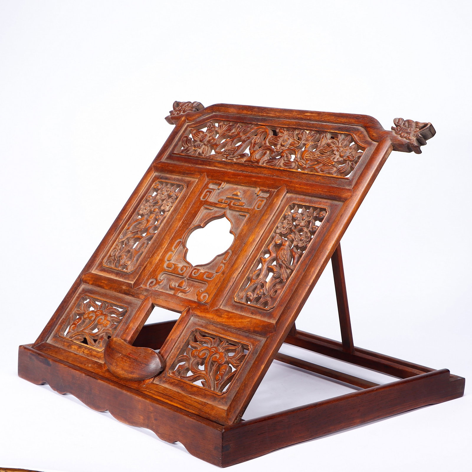 HUANGHUA PEAR MIRROR FRAME: 清 黄花梨镜架 Huanghua Pear Mirror Frame Lg.39cm
