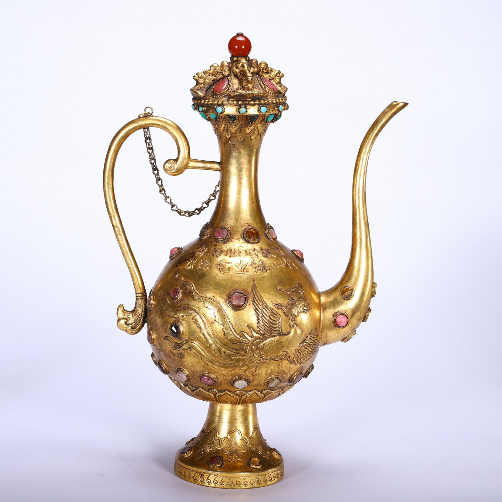 A COPPER GILDING EWER - 3
