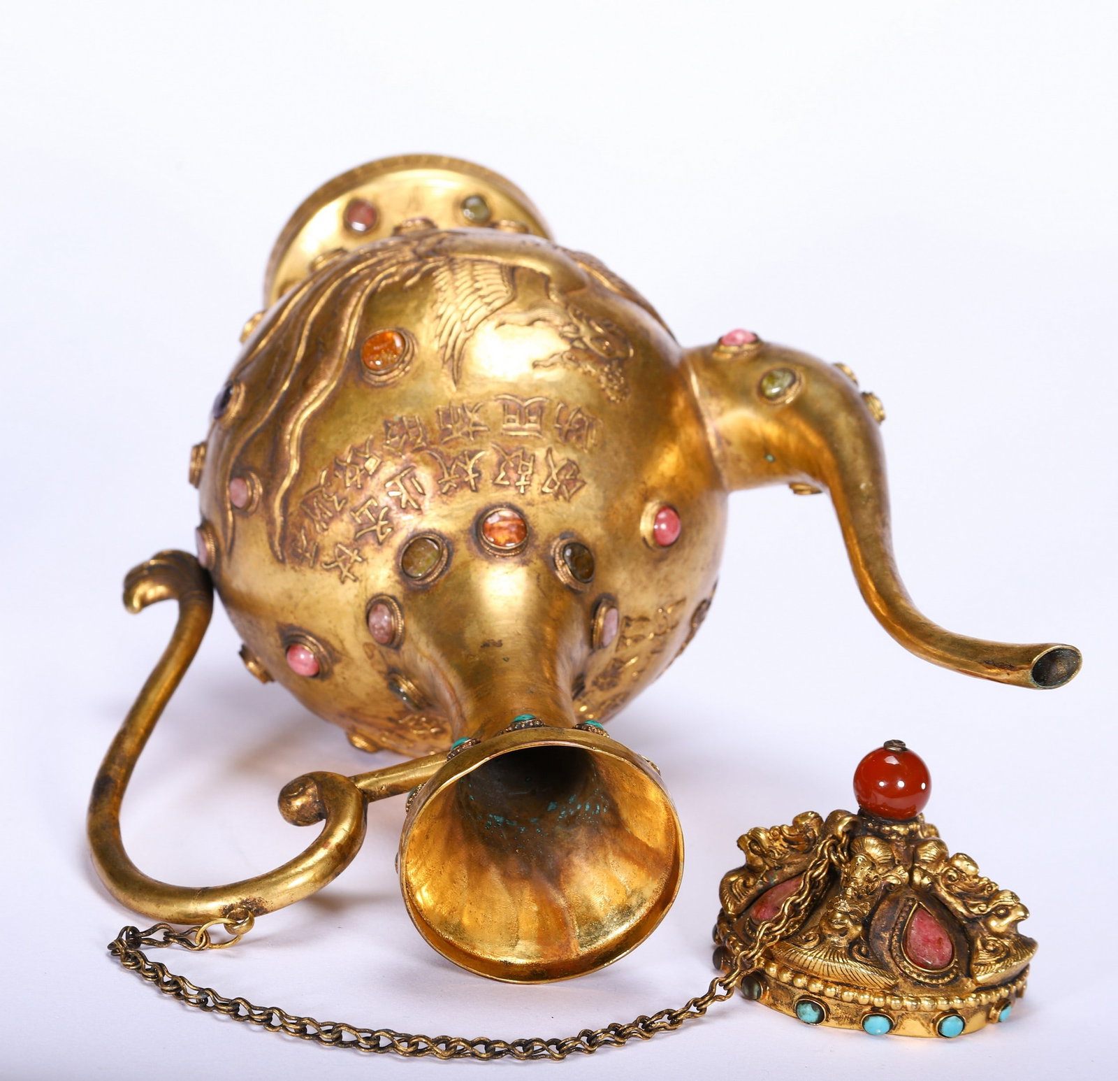 A COPPER GILDING EWER - 5