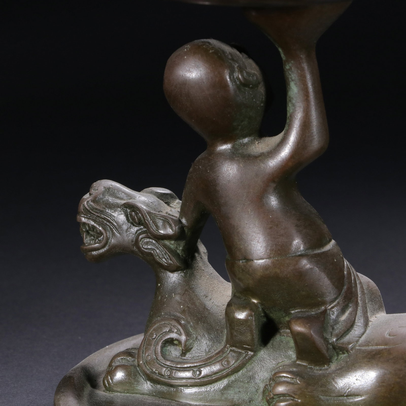 A COPPER INCENSE BURNER - 6