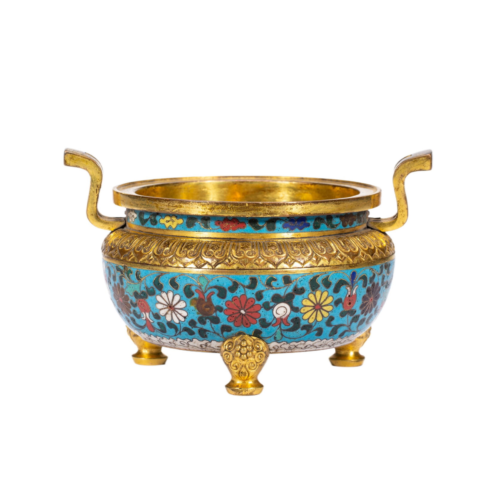 CLOISONNE ? INCENSE BURNER: 清 景泰蓝炉子 cloisonne é incense burner Lg.18cm