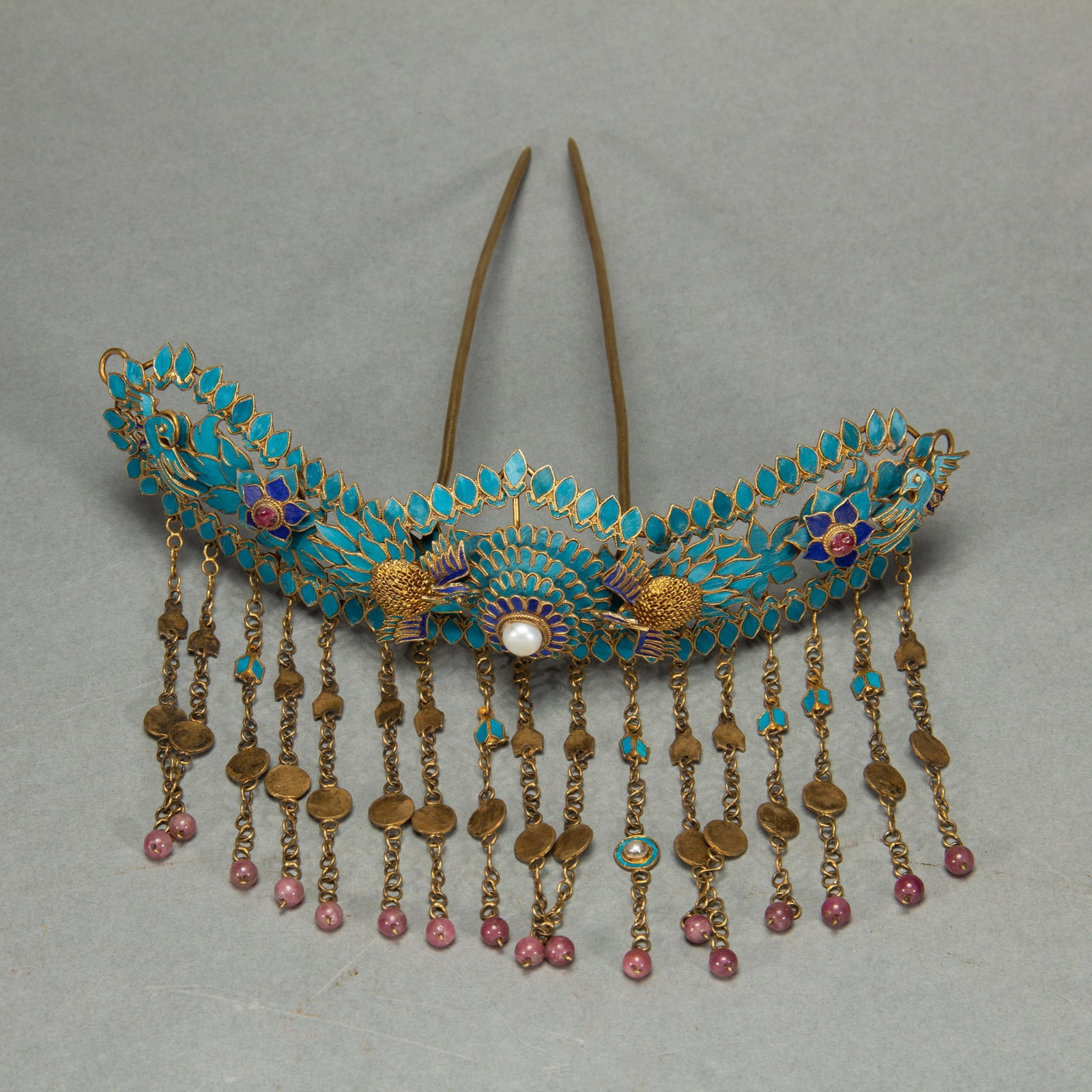 A HAIRPIN: 清 点翠发簪 A hairpin Lg.16.5cm