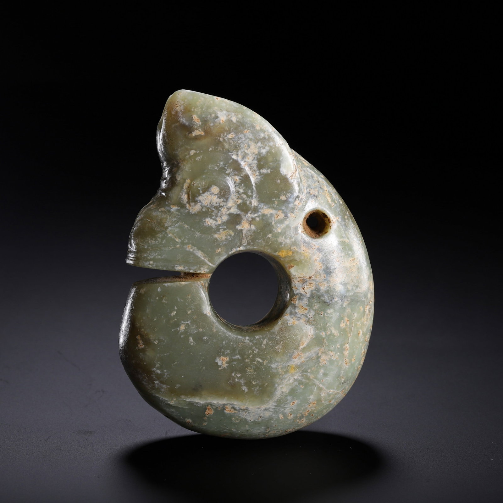 A JADE: 盖古玉猪龙 A jade Ht.11.2cm