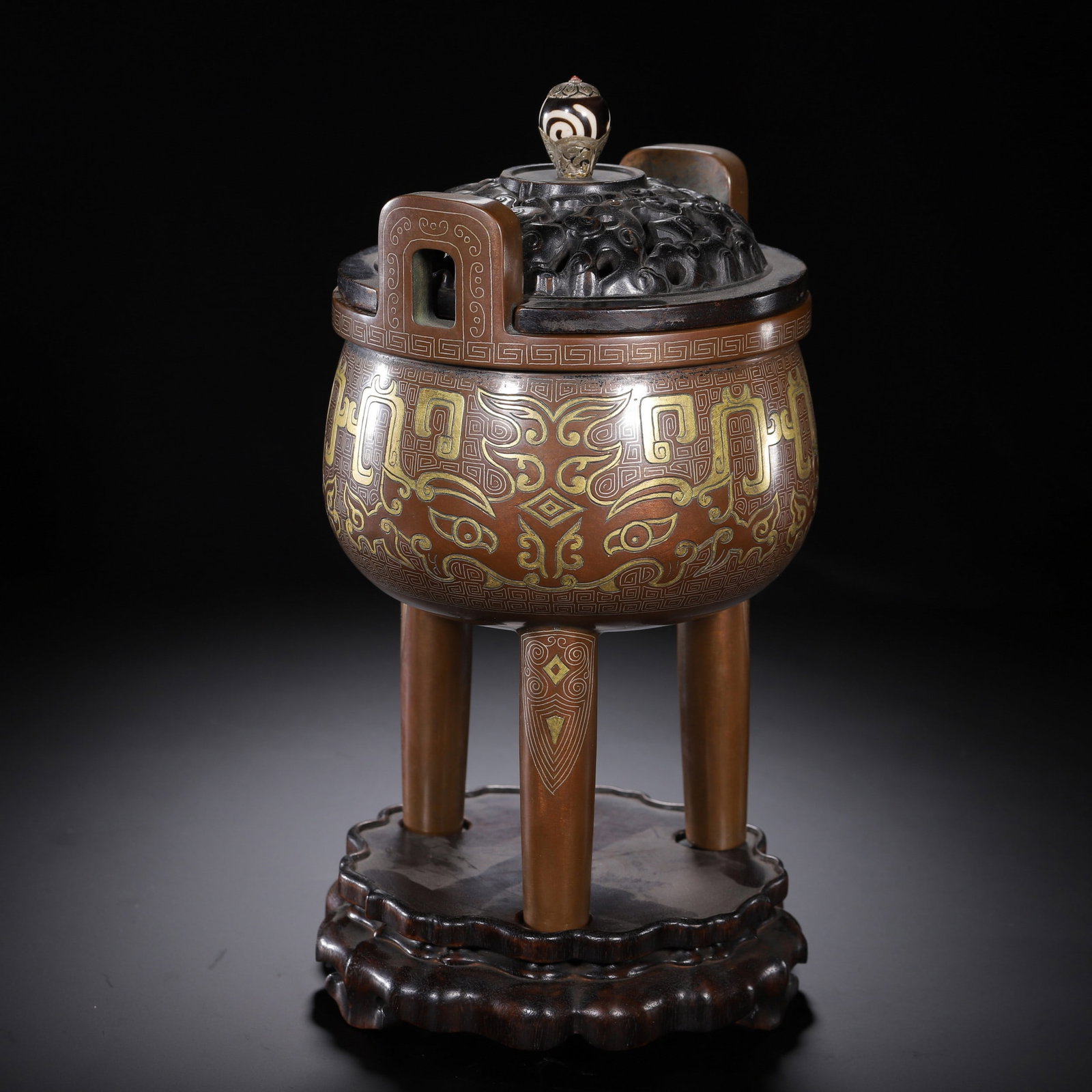 A COPPER INCENSE BURNER - 4