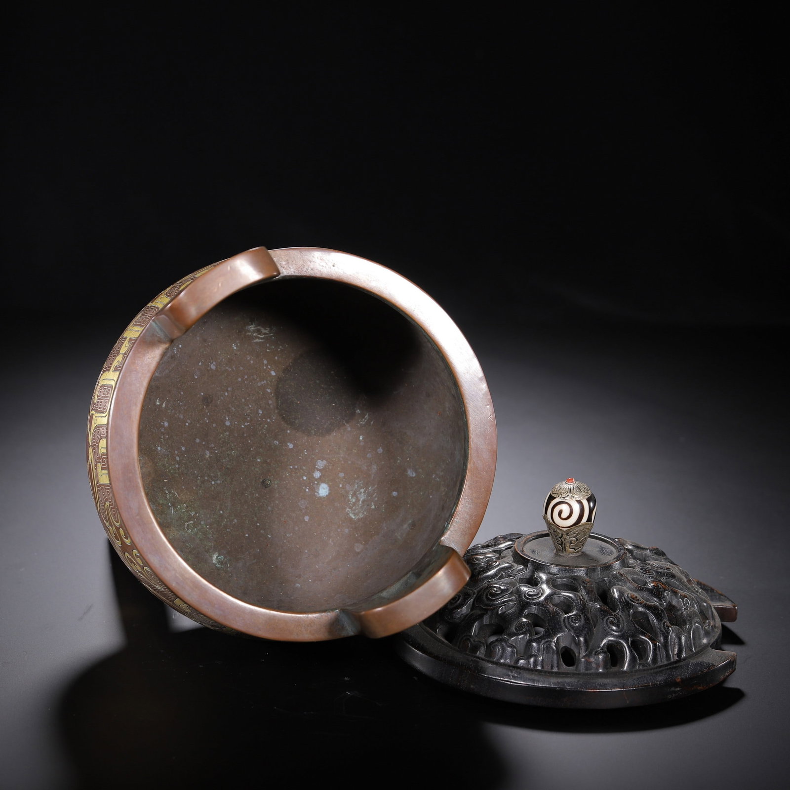 A COPPER INCENSE BURNER - 8