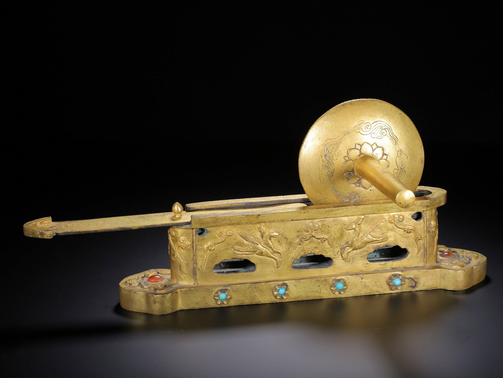 A COPPER GILDING TEA SET - 4