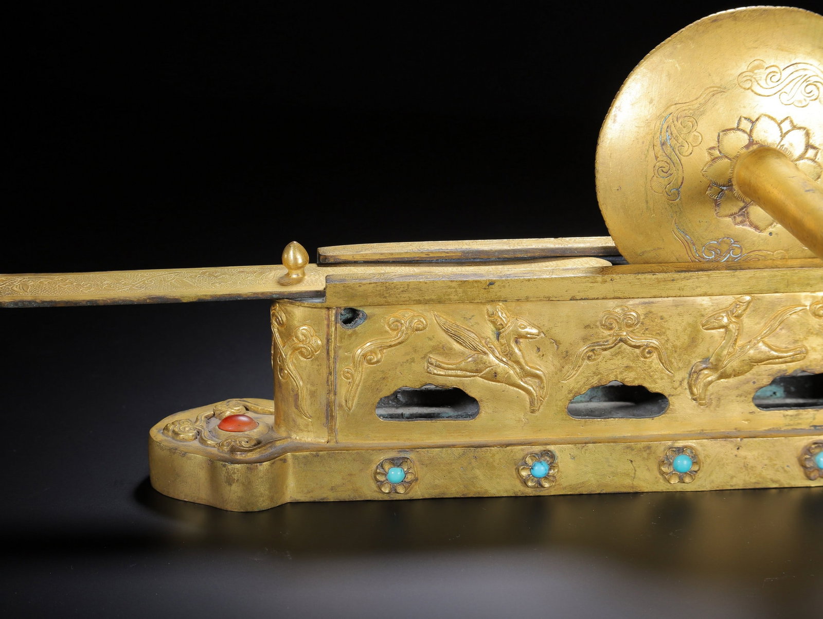 A COPPER GILDING TEA SET - 6