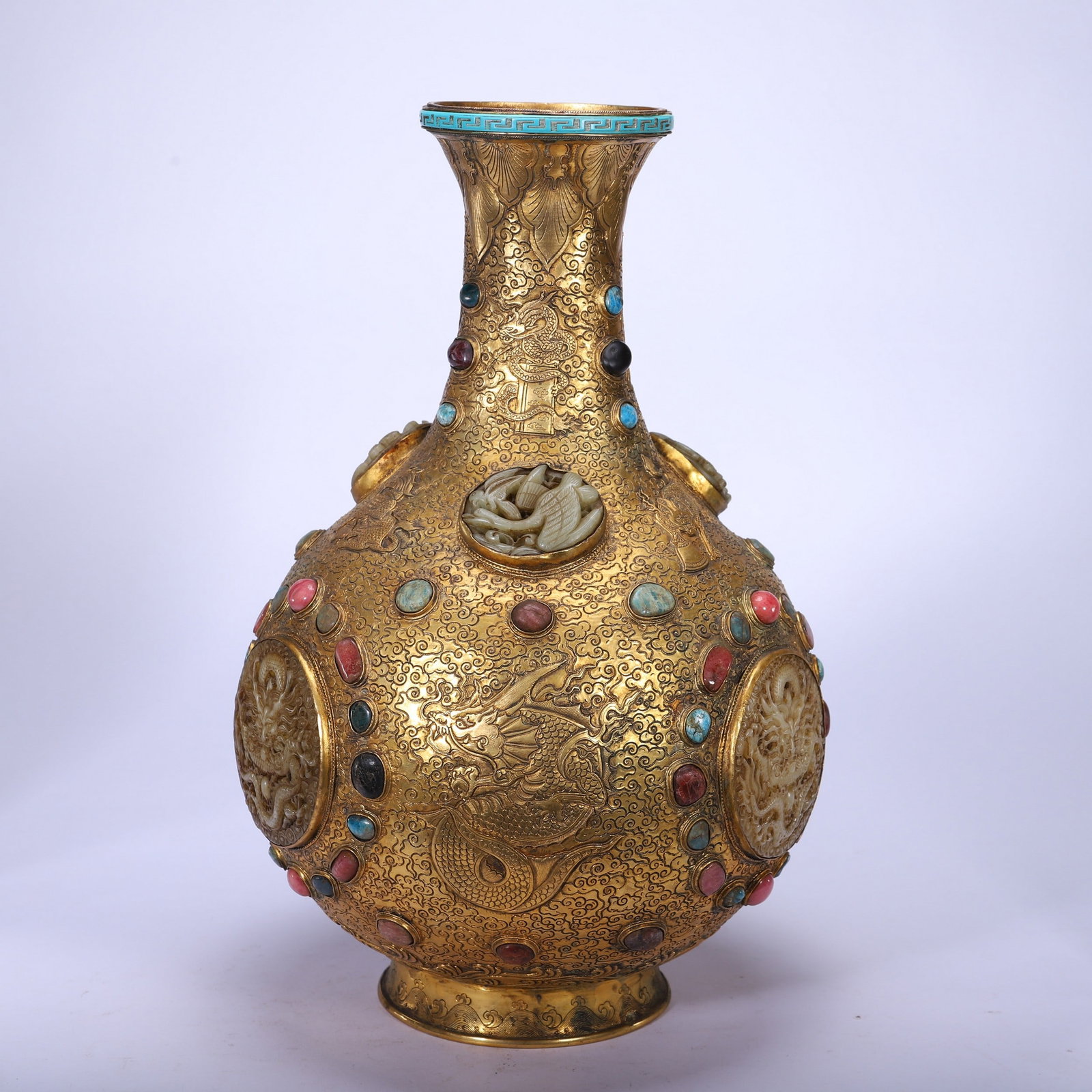 A COPPER GILDING VASE - 4