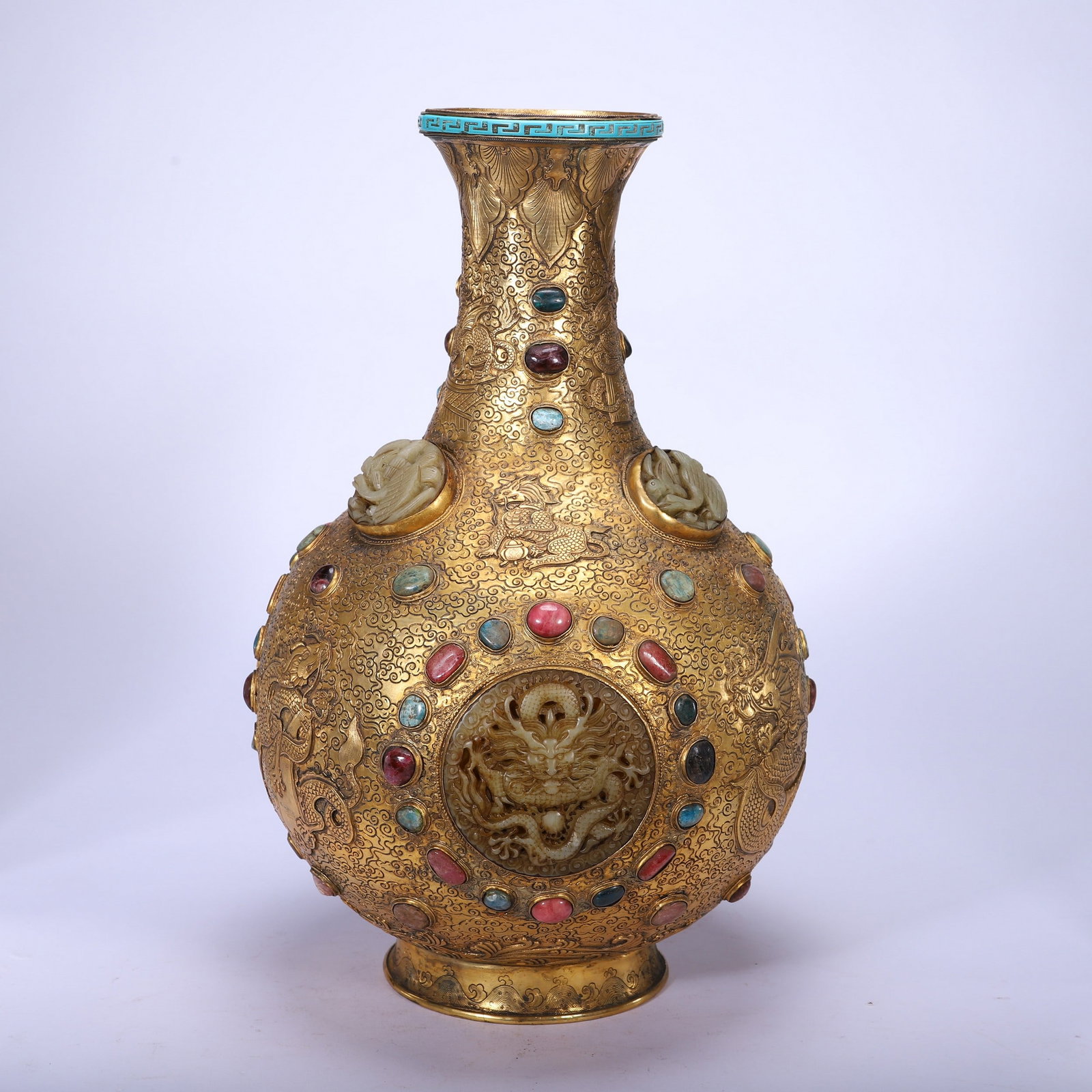 A COPPER GILDING VASE - 7