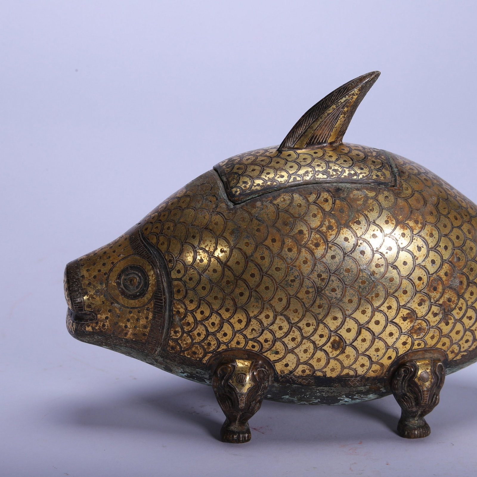 A COPPER GILDING FISH - 6
