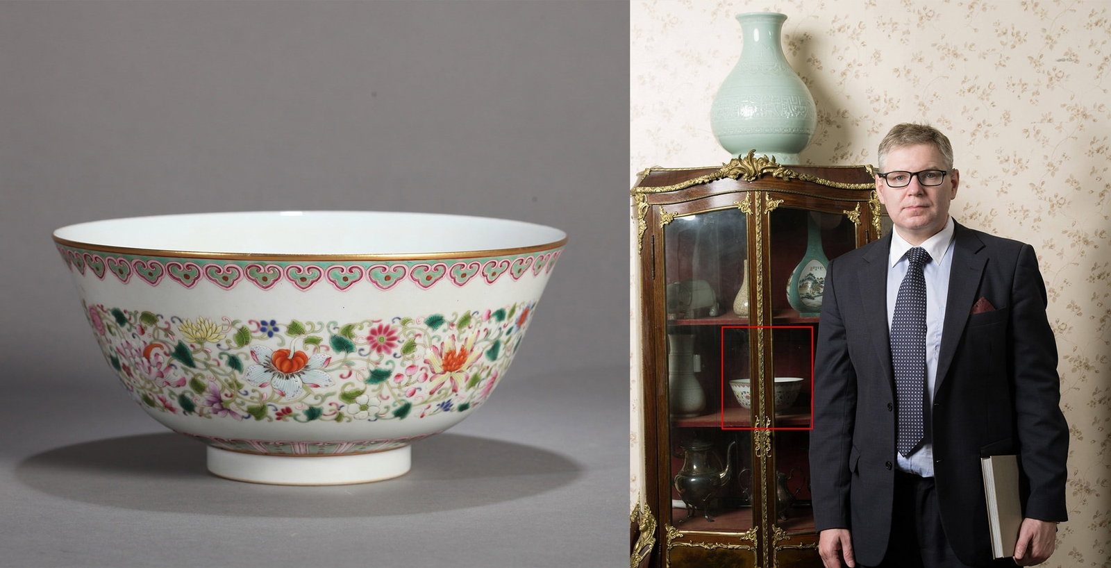 A LARGE FAMILLE-ROSE FLORAL BOWL: 清乾隆 粉彩缠枝花卉纹大碗 A large famille-rose floral bowl Ht.10CM Diam.20CM