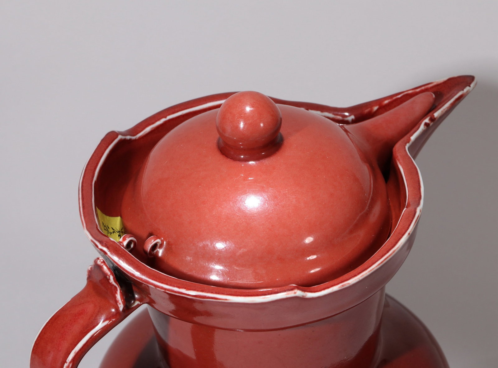 A RUBY-GLAZED MONK HAT POT - 2