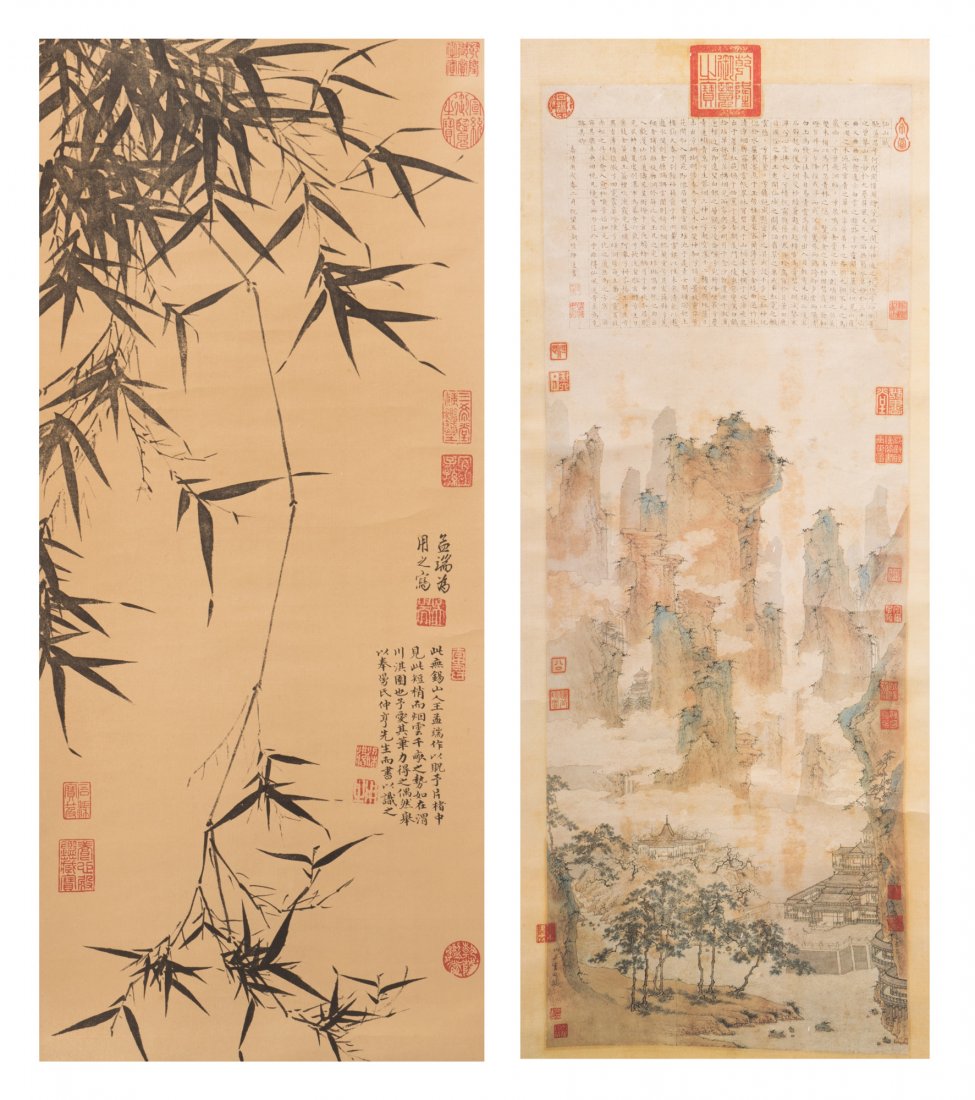 A GROUP OF TWO (2) SCROLL PRINTS (1 of 6)