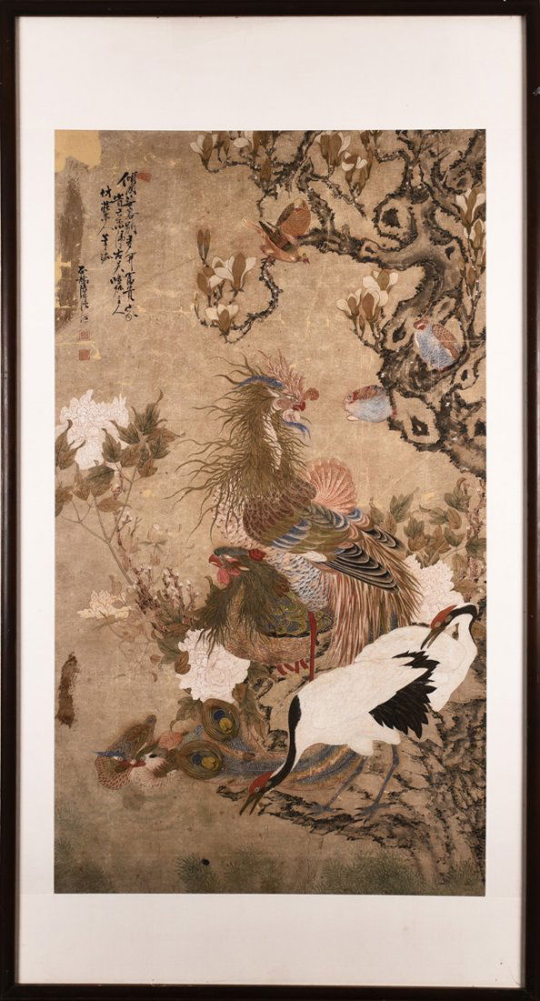 A FRAMED INK ON PAPER PAINTING 'BIRDS' (1 of 10)