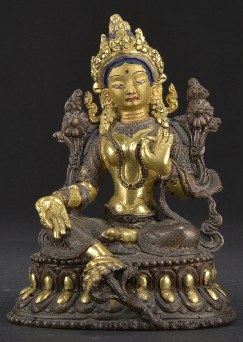 GILT BRONZE SEATED TARA FIGURE (1 of 7)