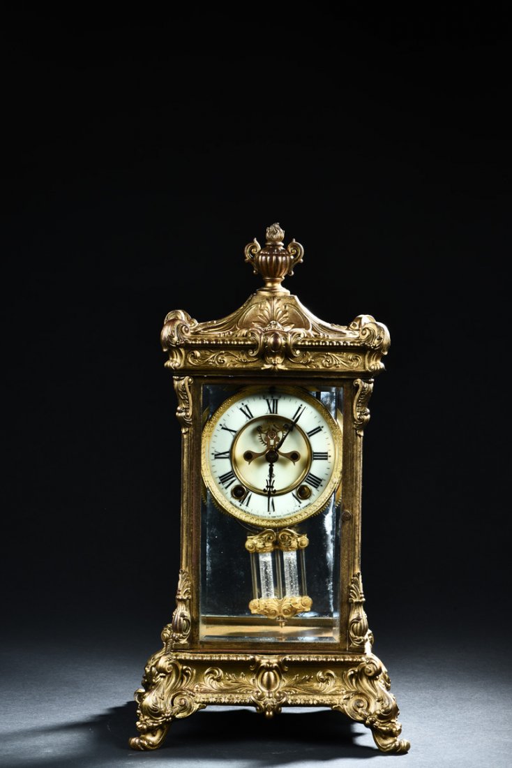 AMERICAN GILT SHELF CLOCK (1 of 8)