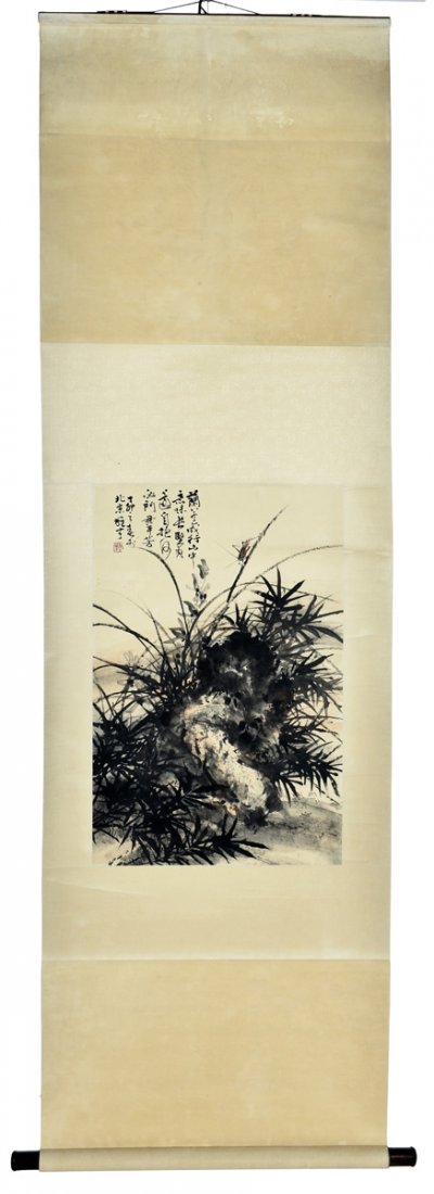 INK ON PAPER 'ORCHID FLOWERS' PAINTING (1 of 4)