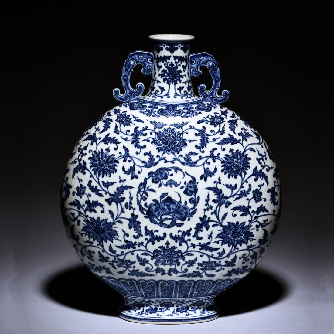 BLUE AND WHITE 'FLOWERS' MOON FLASK (1 of 10)