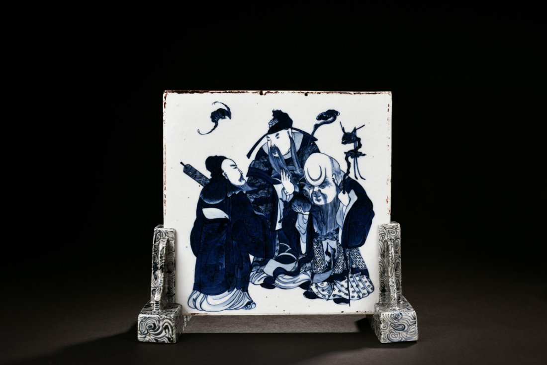 BLUE AND WHITE PORCELAIN PLAQUE (1 of 4)