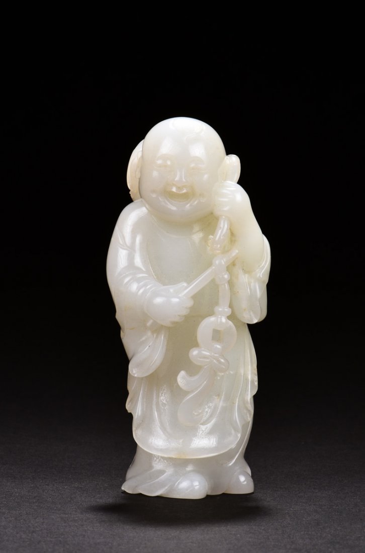 HETIAN WHITE JADE CARVED 'CHILD' FIGURE (1 of 6)