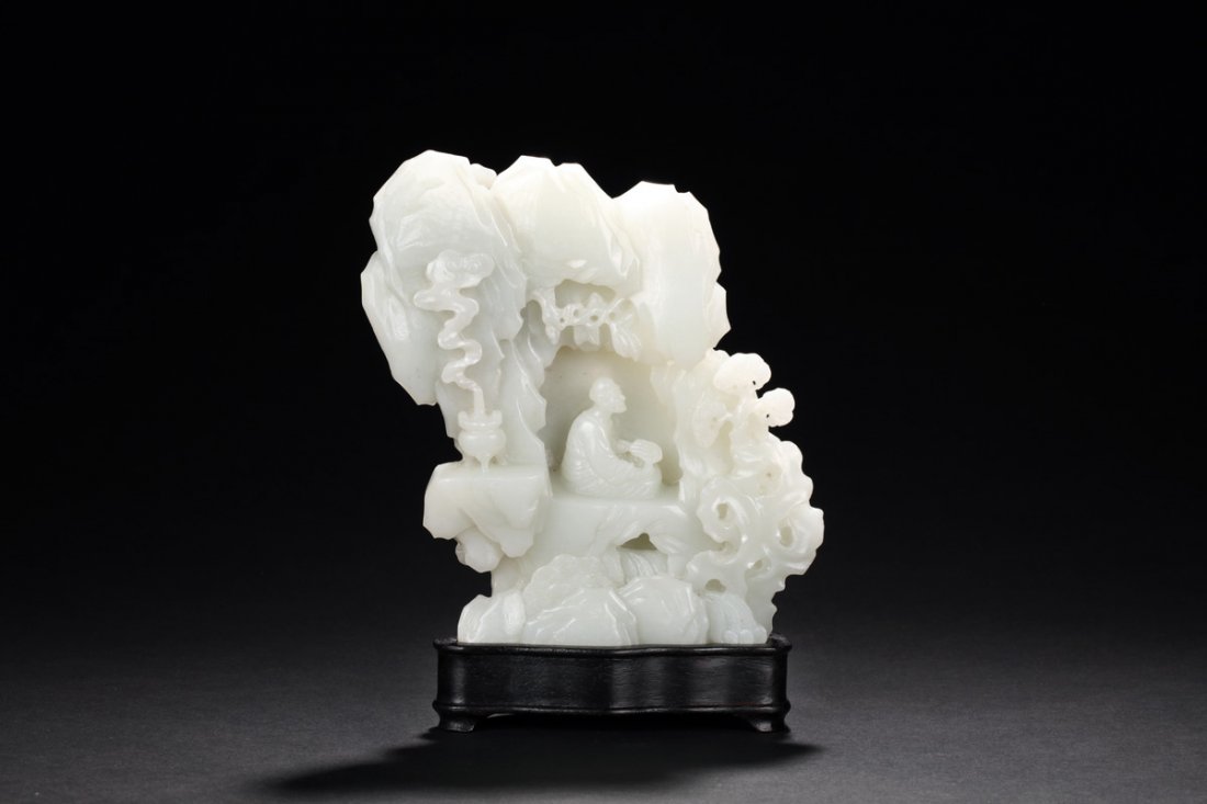 JADE CARVED ARHAT GOBAKA FIGURE (1 of 5)