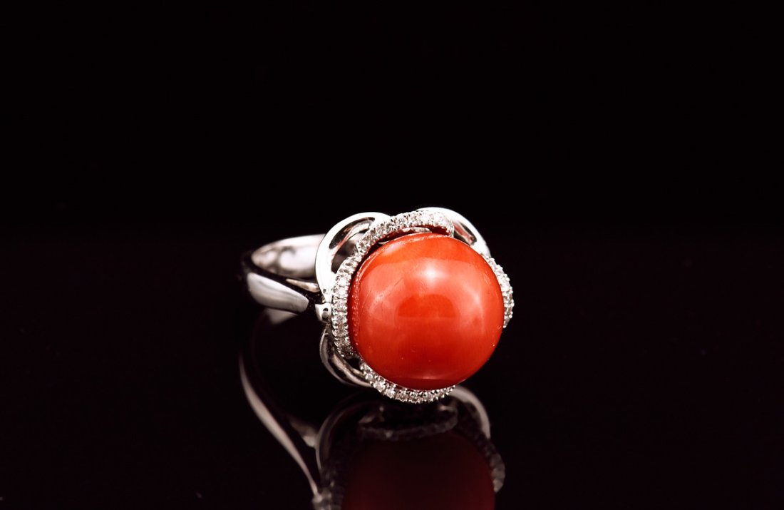 RED CORAL AND DIAMOND RING WITH GIA CERTIFICATE (1 of 4)