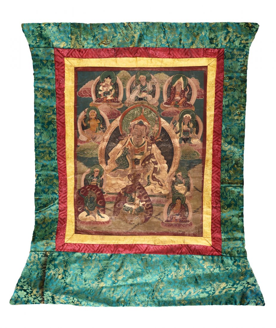 A THANGKA MOUNTED ON SILK (1 of 7)