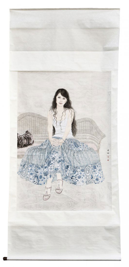 CHEN SUMEI: INK & COLOR ON PAPER 'BEAUTY' PAINTING (1 of 6)