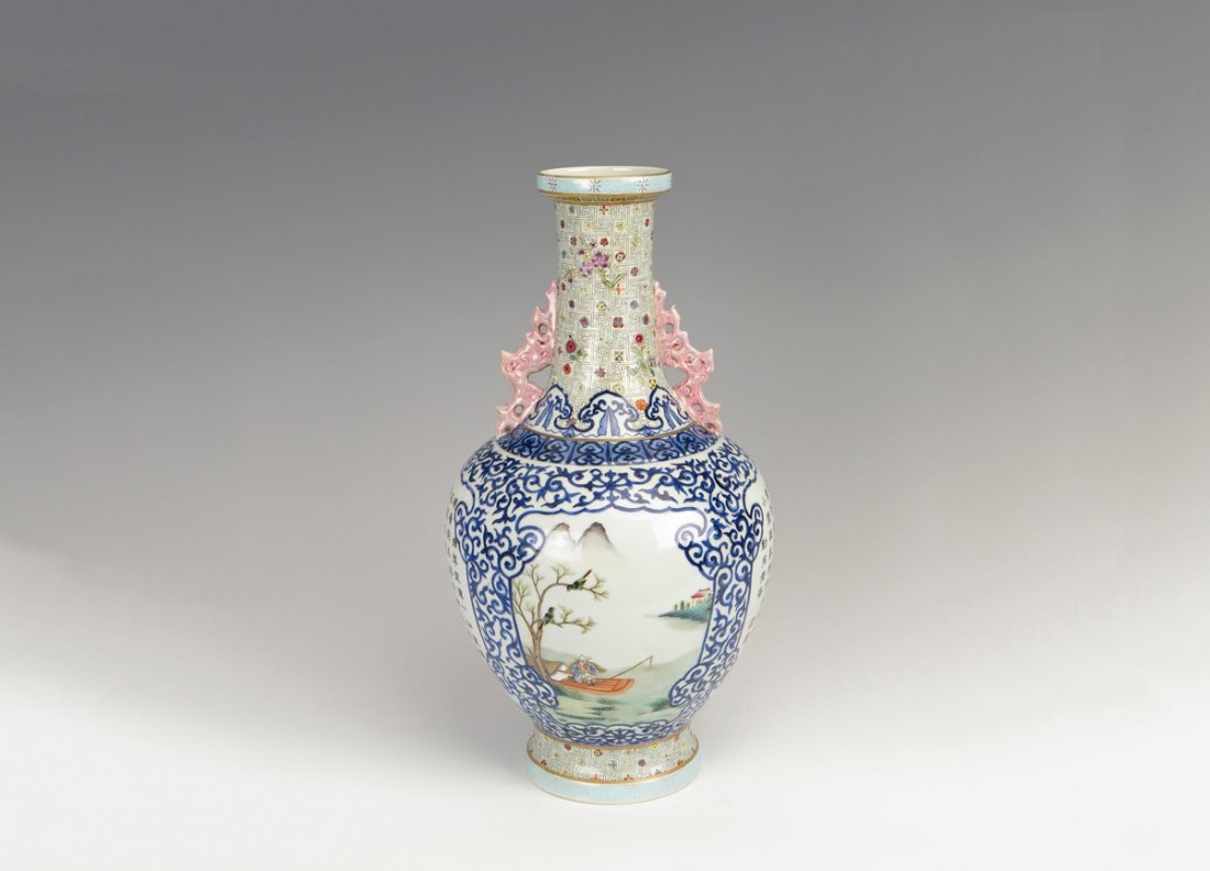 BLUE AND WHITE AND FAMILLE ROSE VASE (1 of 5)