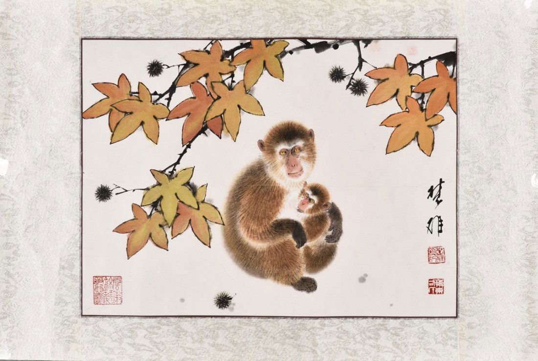 INK AND COLOR ON PAPER 'MONKEY' PAINTING (1 of 4)